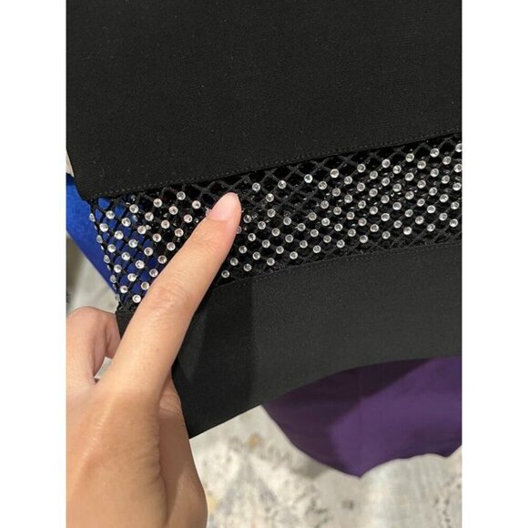 Vecceli Italy Large Black Embellished Wide Leg Stretch Pull-on Pants - Picture 11 of 11